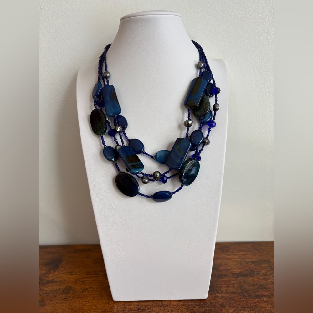 Blue Multi-Strand Statement Necklace